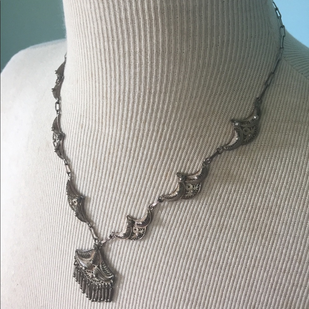 Vintage Yemeni Silver Necklace- Stunning - Picture 6 of 10